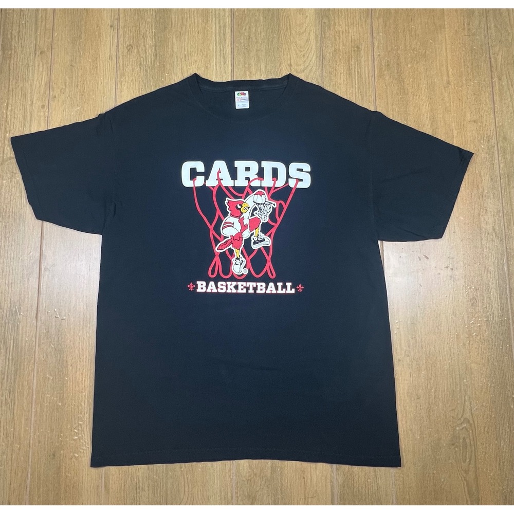 Fruit of‎ the Loom Louisville Cardinals Basketball Graphic T-Shirt Black Mens L